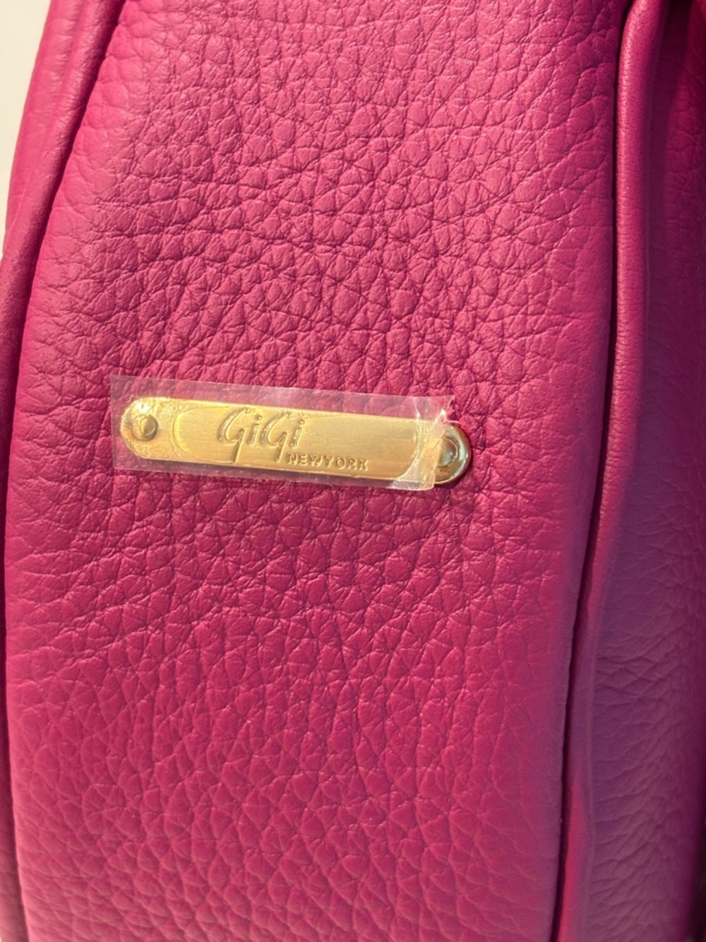 Gigi New York Crossbody Azalea Pebble Grain Leather Pink Round Bag with Tassel - Picture 3 of 9